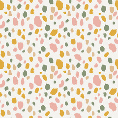 Contemporary, abstract brush stroke seamless vector pattern. Hand-drawn ink spots pattern in muted colors.