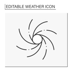 Hurricane line icon. Heavy spiralled wind. Meteorology. Typhoon, windstorm. Tornado natural disaster. Weather concept. Isolated vector illustration. Editable stroke