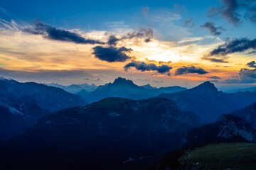 Naklejka na ściany i meble National Nature Park Tre Cime In the Dolomites Alps. Beautiful nature of Italy.