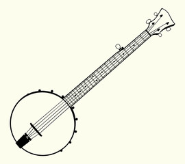 Precise vector illustration of a banjo