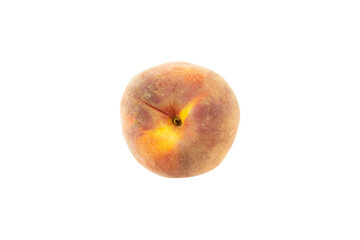 Ripe peach view from above isolated on white background