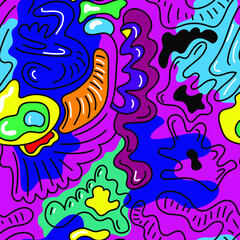 Seamless abstract unusual pattern with wave shapes, wave lines. Psychedelic artwork