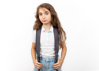 Fototapeta premium sad student because schools are open. education concept background, banner, poster.