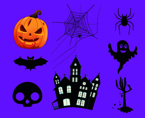 Abstract Pumpkin Orange Halloween Day 31 October Objects Spider Design with Bat Housse Black and ghost