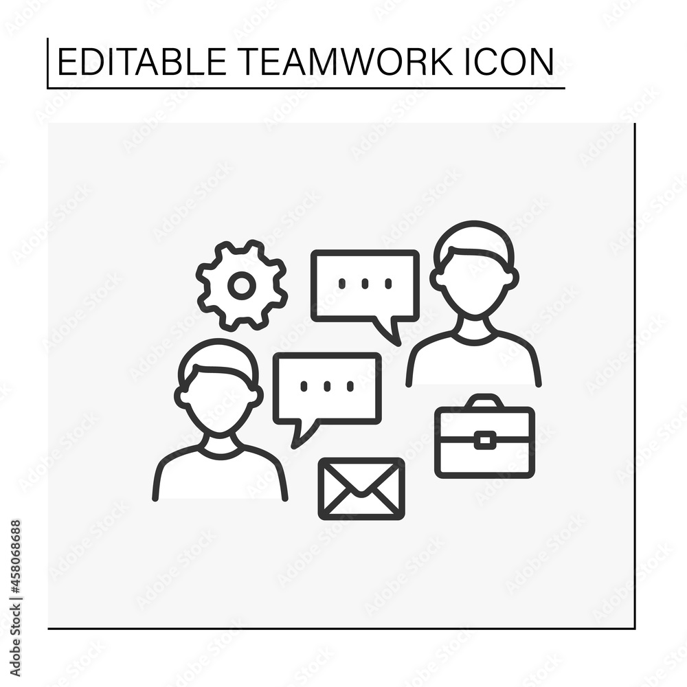 Poster communication line icon. working dialogue between employees. exchange of ideas. messages and notific