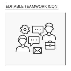 Communication line icon. Working dialogue between employees. Exchange of ideas. Messages and notifications.Effective work. Teamwork concept. Isolated vector illustration. Editable stroke