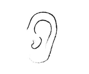 Ear on an isolated background. Symbol. Vector illustration.