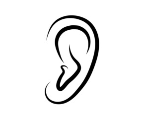 Ear on an isolated background. Symbol. Vector illustration.