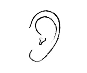 Ear on an isolated background. Symbol. Vector illustration.