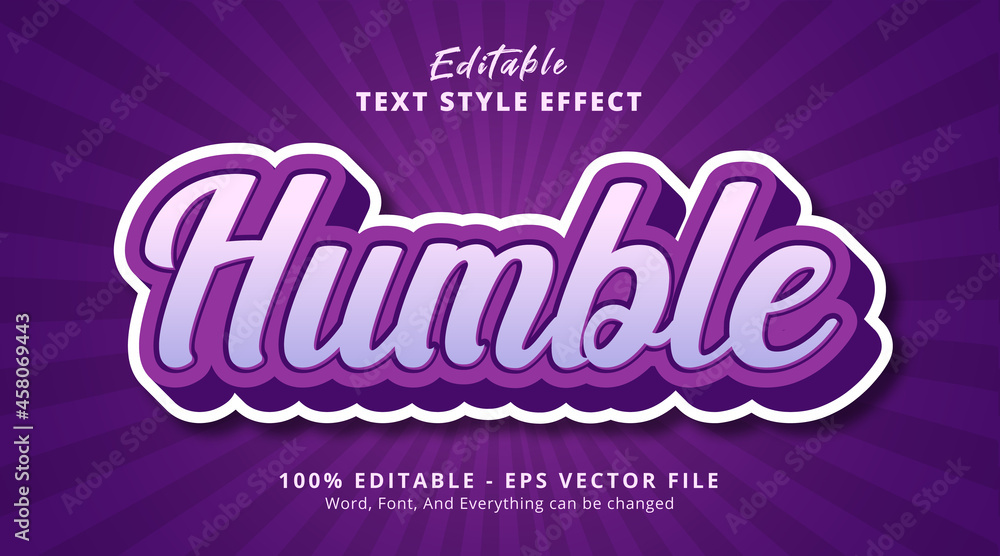 Poster humble text on purple combination text effect, editable text effect