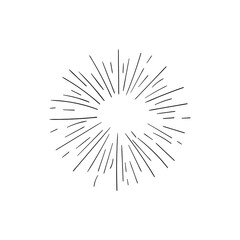 Vector retro shine rays icon isolated on white background, black drawings isolated on white background, glow sign, circle shape.