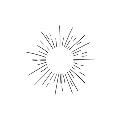 Fototapeta premium Vector retro dotted abstract rays icon isolated on white background, black drawings isolated on white background, glow sign, sun shine.