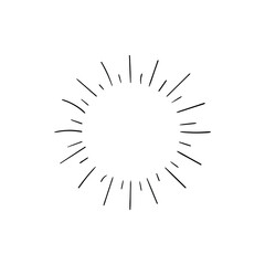 Vector retro shining icon isolated on white background, black drawings isolated on white background, glow sign, circle shape.