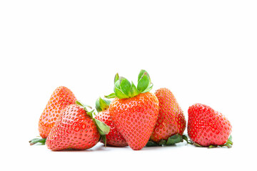 Fresh red ripe strawberries isolated on white background with copy space. Fruit  have high vitamins.