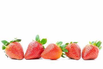 Fresh red ripe strawberries isolated on white background with copy space. Fruit  have high vitamins.