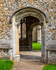 Porch at Thaxted Parish Church in Essex, UK