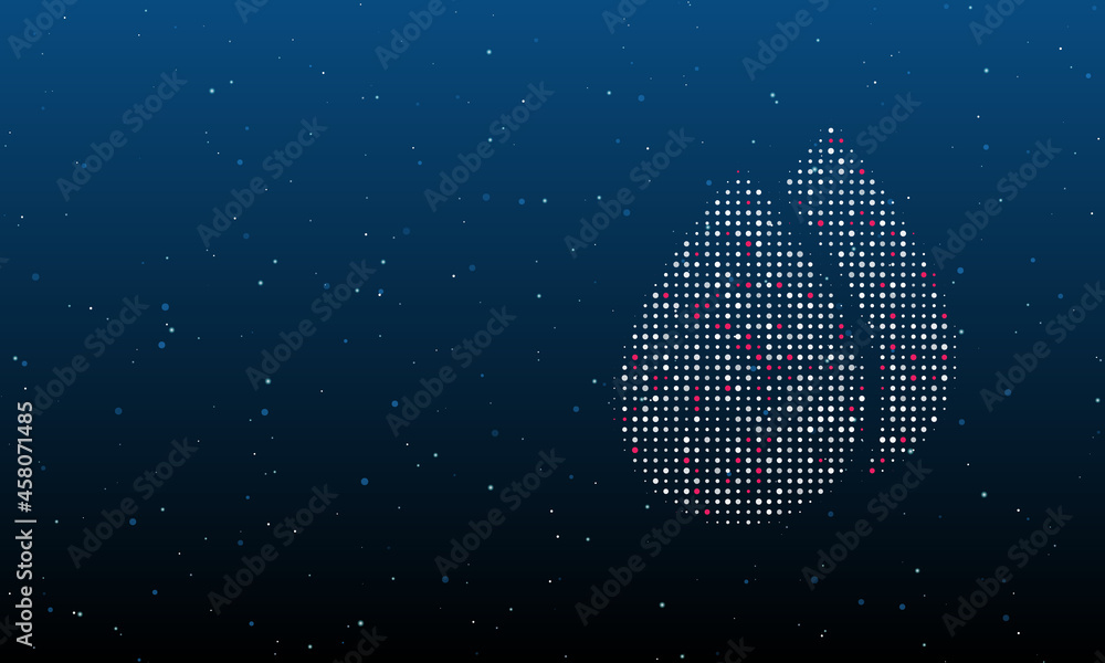 Poster on the right is the water drop symbol filled with white dots. background pattern from dots and circl