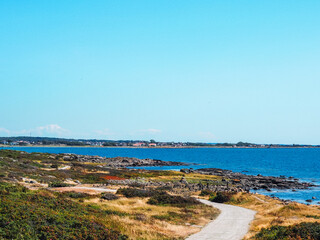 Marine view with stone pebble shore in Varberg