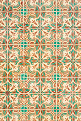 Fototapeta premium Traditional Portuguese Colored Tile Wall Texture Of Traditional Portuguese Tiles On The Wall