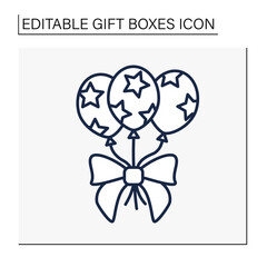 Decoration line icon. Funny balloons with ribbons for birthday parties. Surprise for celebration. Festival. Gift box concept. Isolated vector illustration. Editable stroke