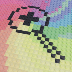 Cool search icon made out of toy bricks. - 458074274