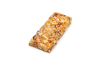 Bar with mix of nuts isolated on a white background.
