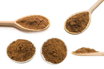 Mix spices in a bowl isolated on white.