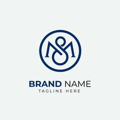 SM Logo Design Template Vector Graphic Branding Element.