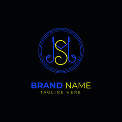 SM Logo Design Template Vector Graphic Branding Element.