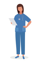 A doctor with a notebook, an illustration. Vector illustration.