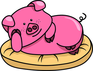  cartoon pig on a pillow