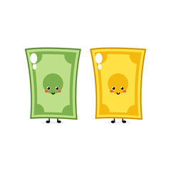 Cute funny money expression character. Vector hand drawn cartoon mascot character illustration icon. Isolated on white background. business character concept