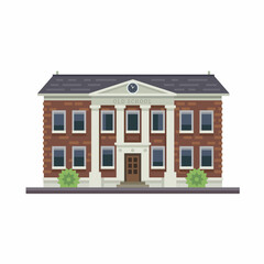 school building front view two floor vector design