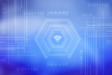 2d illustration wifi wi-fi futuristic technology background concept
