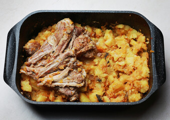 potatoes with meat baked in the oven