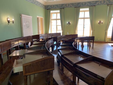 Interior of old lecture hall in a lyceum of 19 century