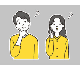 困った顔をする男性と女性のイラスト