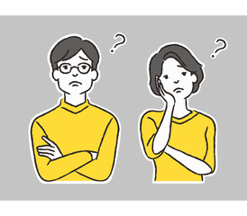 困った顔をする男性と女性のイラスト