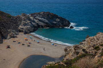 Fototapeta na wymiar Nas beach, one of the most popular beaches on Ikaria island in beautiful natural setting.