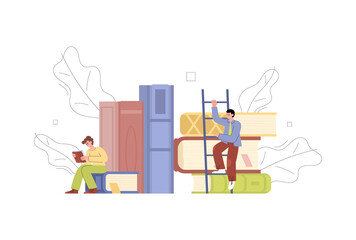 Educational process concept in flat vector illustration isolated on white background