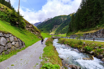 The summer view of Umhausen village Tirol Austria