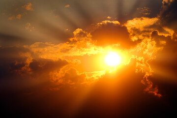 Sunlight Sun Rays Shining Through Clouds in Sky Symbolizing Hope