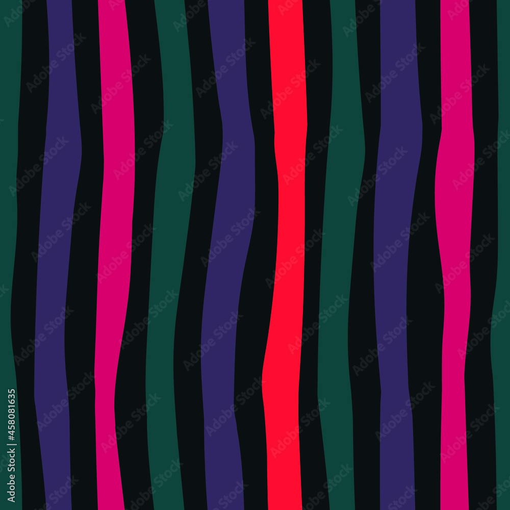 Poster multicolored vertical stripes on a dark background. abstract seamless vector pattern.