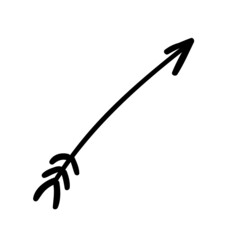 black direct arrow. doodle vector element.