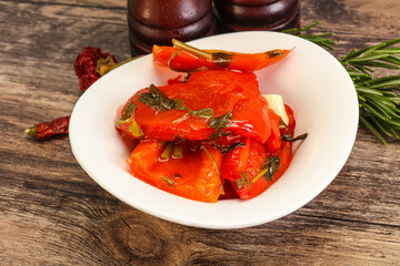 Tasty marinated red bell pepper