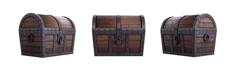 Closed ancient treasure chest.  - obrazy, fototapety, plakaty