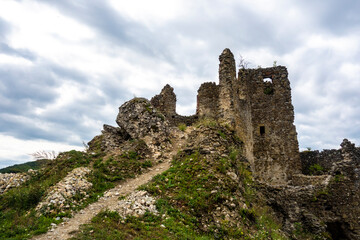 Fototapeta premium Jasenov Castle Slovakia near the town of Humenné. View of objekts and ruins that are being reconstructed for a tourist attraction with beautiful surroundings and nature