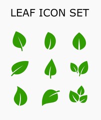Leaf icon vector set ecology nature element green leaves.