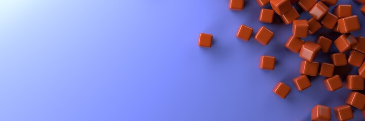 Abstract background of colored cubes and free space. 3D visualization
