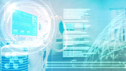 mechanical ventilation equipment with overlays - covid medical treatment - Powered by Adobe